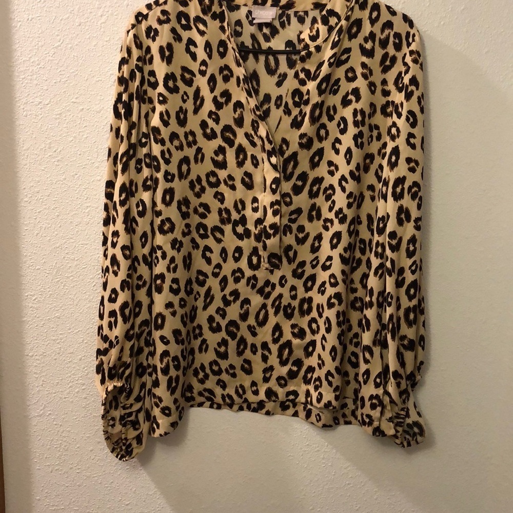 Chicos animal print, super soft, long sleeve blouse